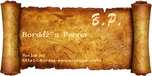 Bordás Panna névjegykártya
